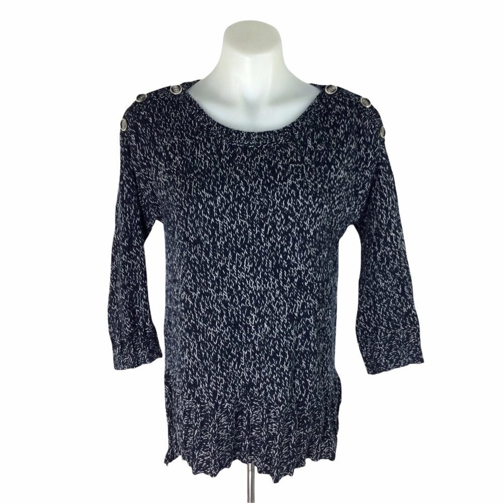 Lucky Brand Marled Dark Blue Knit Sweater Womens Size Small